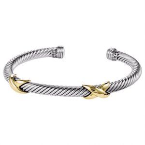 David Yurman Double X 5mm Cable Bracelet 925/14K